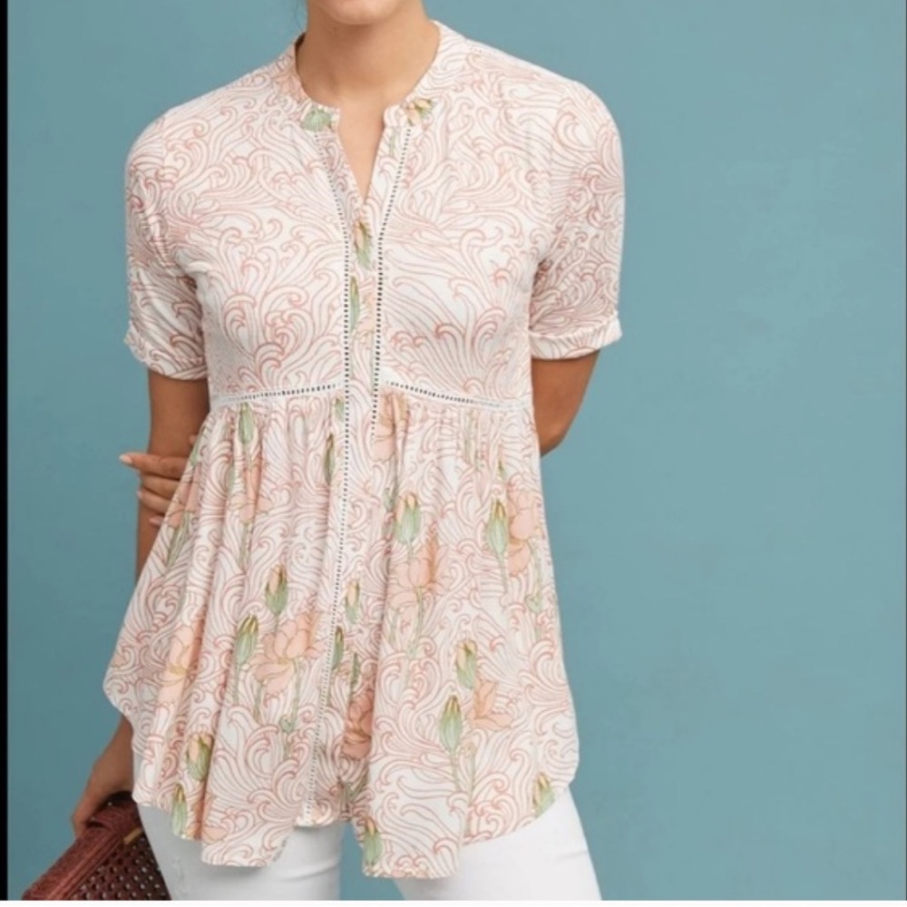 Anthropologie Akemi + Kin Veria Floral tunic top Size Small